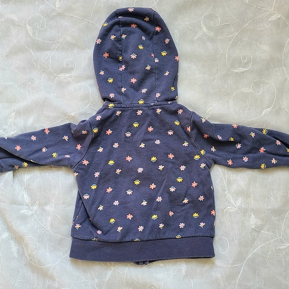 Carter's Blue Floral Hoodie Sweatshirt - Lightweight